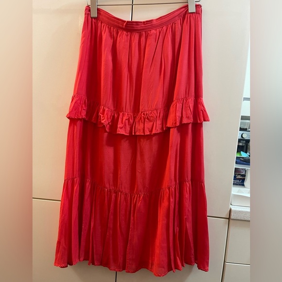 & Other Stories Los Angeles Atelier Women's Red A-Line Midi Skirt Lined Size 12 - Picture 1 of 11